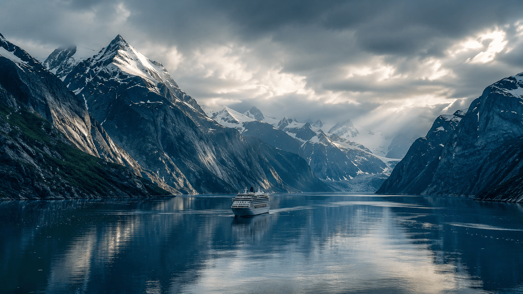 Glacier and mountain landscape on an Alaska cruise route